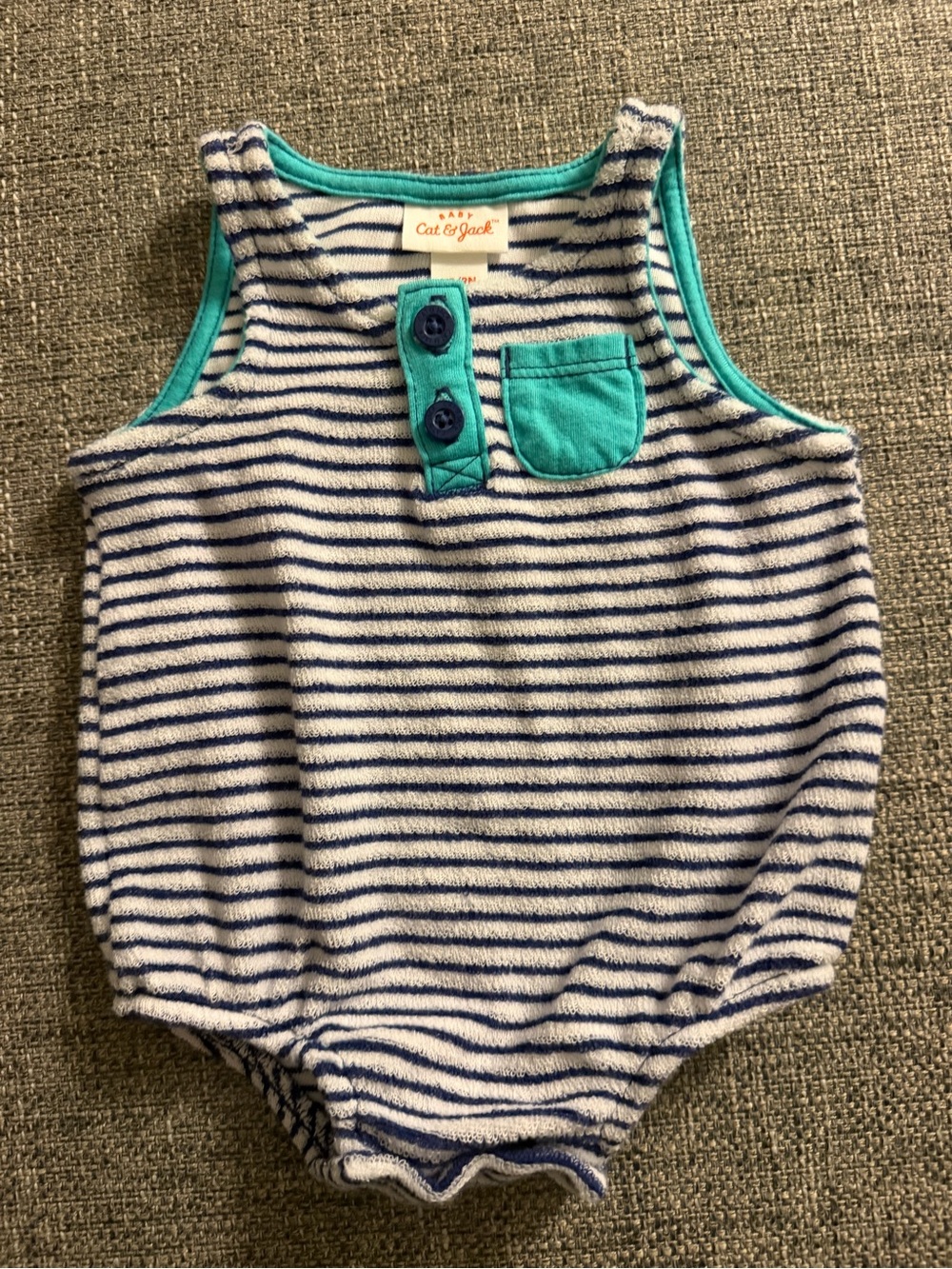 Cat & Jack Navy and Teal Striped Baby Romper